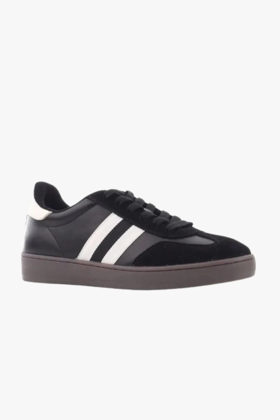 Alfie u0026 Evie Attitude Black Double White Stripe Leather Sneaker