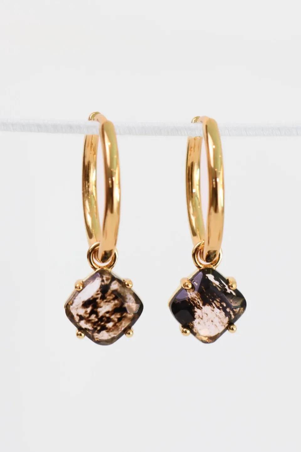 Love Lunamei Aura 18k Gold Plate with Herkimer Quartz Hoop Earring