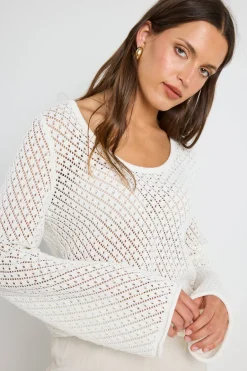 Ivy + Jack Aurora Ivory Scoop Neck Crochet Knit Jumper