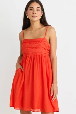 Stories be Told Austin Flame Strappy Babydoll Mini Dress