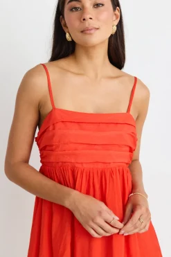 Stories be Told Austin Flame Strappy Babydoll Mini Dress