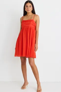 Stories be Told Austin Flame Strappy Babydoll Mini Dress