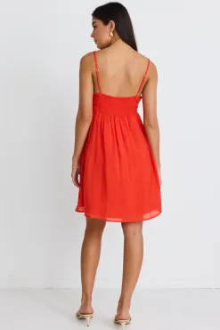 Stories be Told Austin Flame Strappy Babydoll Mini Dress