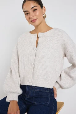 Among the Brave Authentic Oat Marle Chunky Knit Crewneck Cardigan