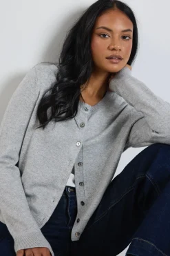 Stories be Told Autograph Light Grey Marle Cashmere Blend Crewneck Cardigan