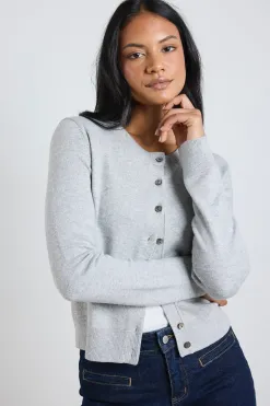 Stories be Told Autograph Light Grey Marle Cashmere Blend Crewneck Cardigan