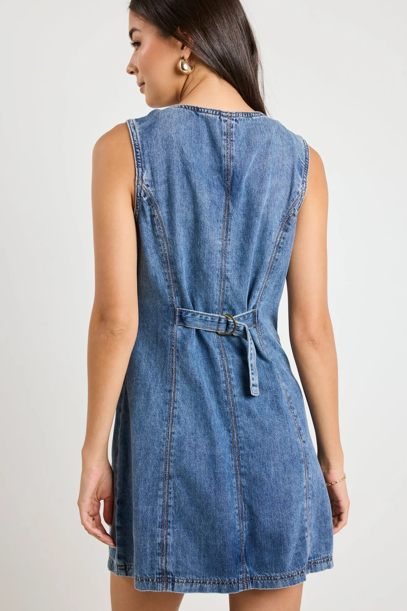 Among the Brave Avenue Mineral Blue Denim Mini Vest Dress
