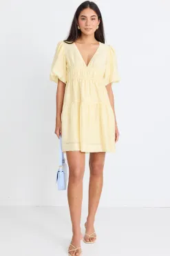 Georgia Mae Axel Butter Puff Sleeve Bow Back Mini Dress