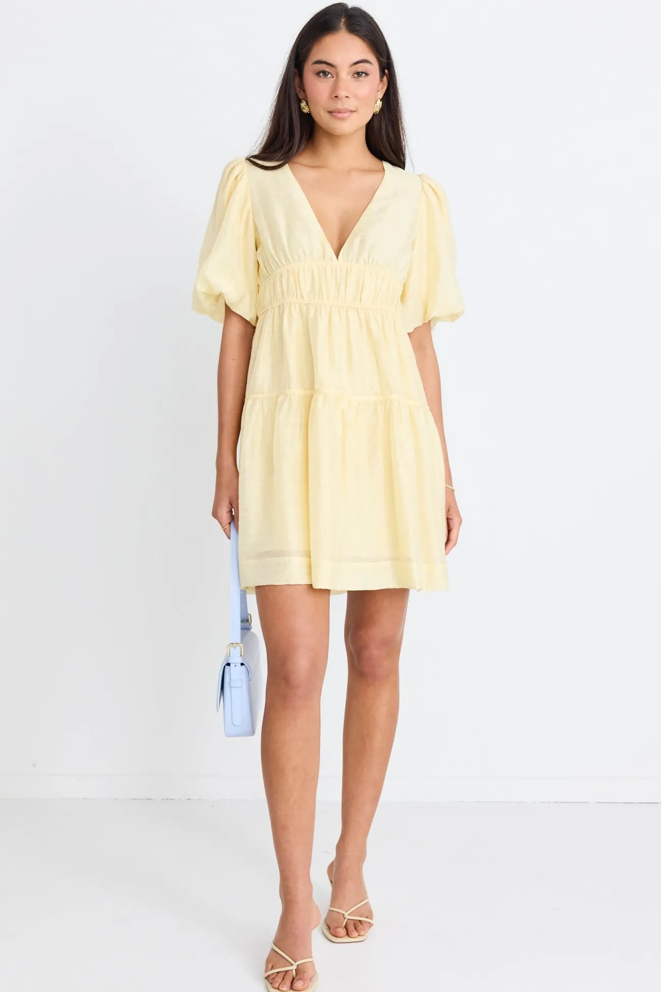 Georgia Mae Axel Butter Puff Sleeve Bow Back Mini Dress