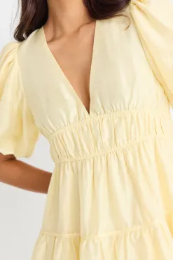 Georgia Mae Axel Butter Puff Sleeve Bow Back Mini Dress