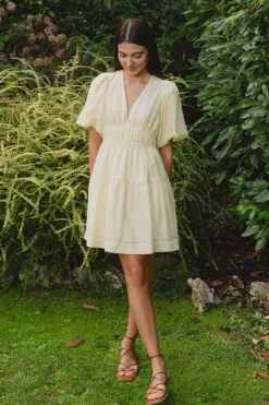 Georgia Mae Axel Butter Puff Sleeve Bow Back Mini Dress
