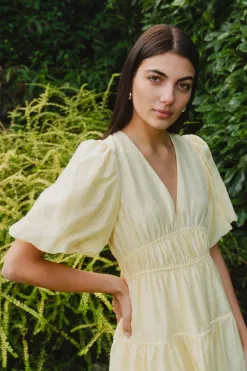 Georgia Mae Axel Butter Puff Sleeve Bow Back Mini Dress