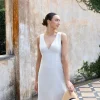 RE:UNION Label Azalea Natural Linen Sleeveless Empire Midi Dress