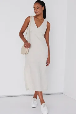 RE:UNION Label Azalea Natural Linen Sleeveless Empire Midi Dress
