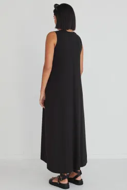 Among the Brave Base Black Knit Swing Dress