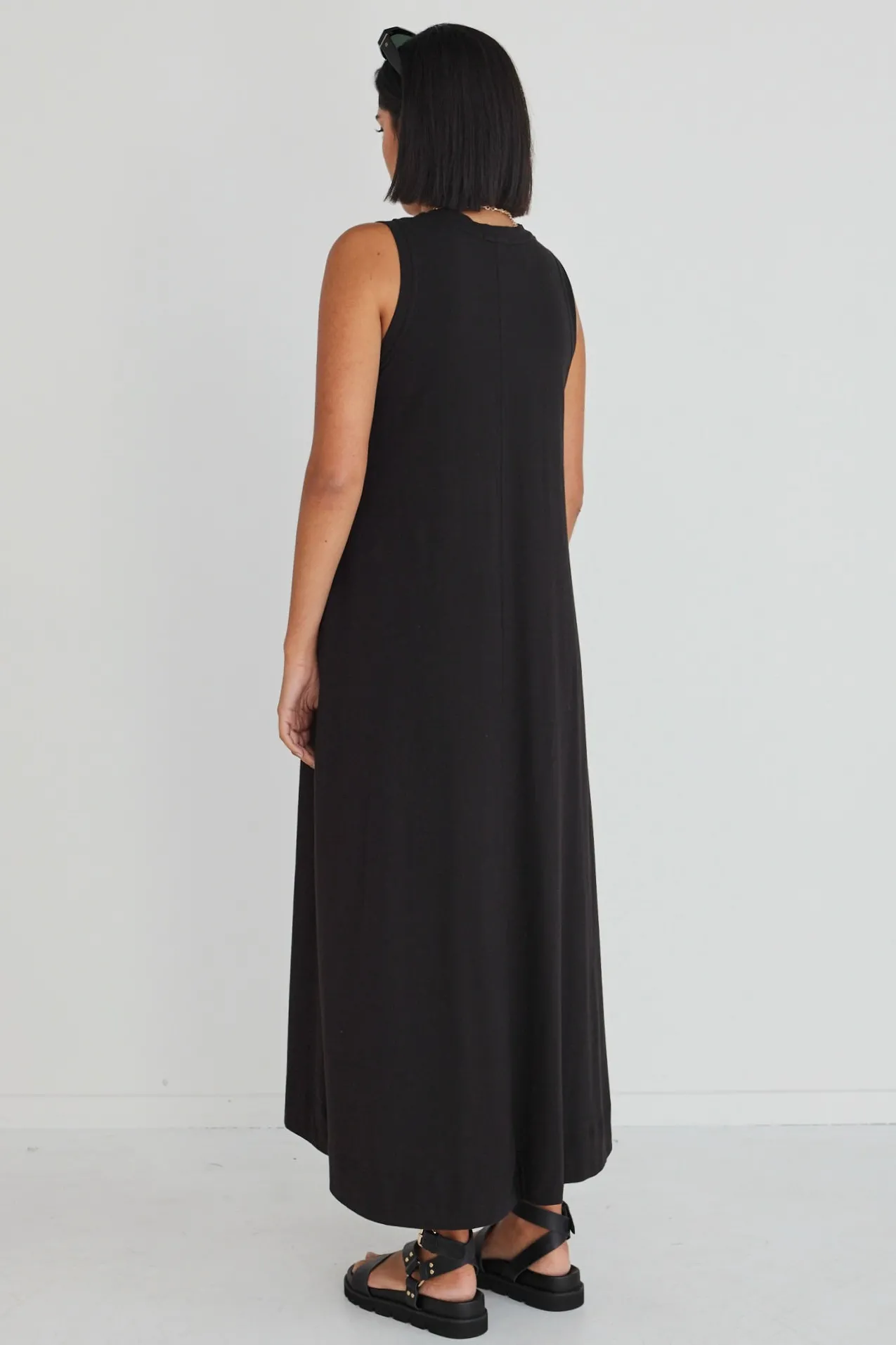 Among the Brave Base Black Knit Swing Dress