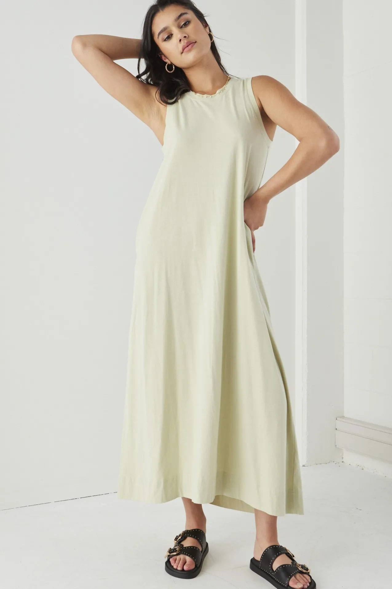 Among the Brave Base Sage Knit Swing Dress