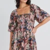 Ivy + Jack Bea Blush Paradise LS Rouched Empire Bodice Mini Dress