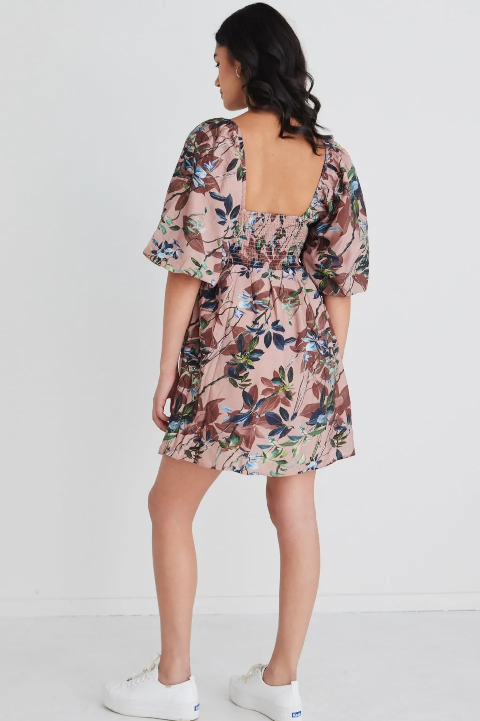 Ivy + Jack Bea Blush Paradise LS Rouched Empire Bodice Mini Dress