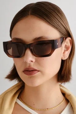 Le Specs Beachcomber Tort Rectangular Polarised Lens Sunglasses