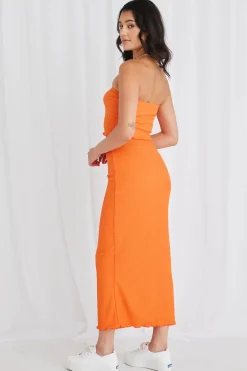 Love Lulu Beacon Orange Zigzag Knit Tube Skirt