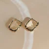 Humble + Heart Beaten Gold Rectangle Hoop Earrings