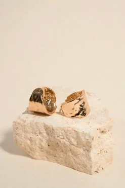 Humble + Heart Beaten Wide EOL Gold Hoop Earrings
