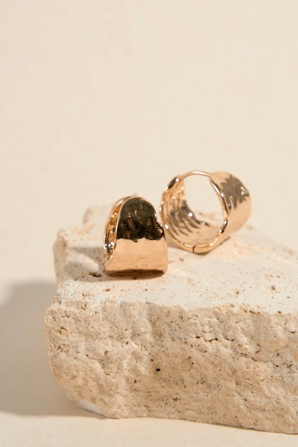 Humble + Heart Beaten Wide EOL Gold Hoop Earrings