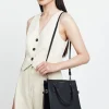 Saben Beau Black Leather Suede Side Crossbody Bag