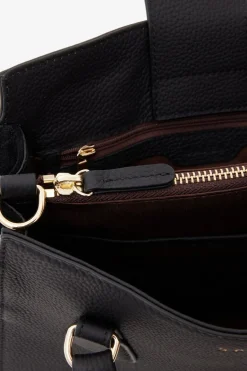 Saben Beau Black Leather Suede Side Crossbody Bag
