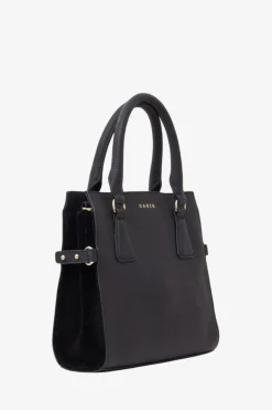 Saben Beau Black Leather Suede Side Crossbody Bag
