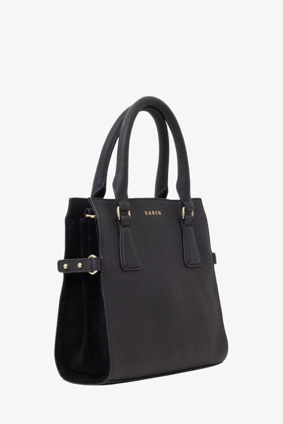 Saben Beau Black Leather Suede Side Crossbody Bag