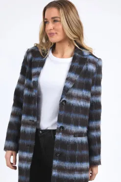 Foxwood Bennett Chocolate Blue Check Coat