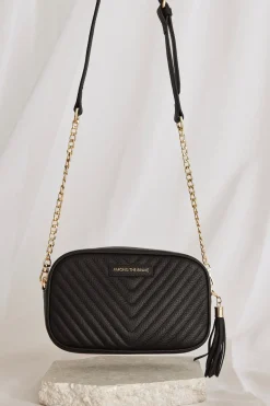 Among the Brave Berlin Black Leather Chevron Quilted Bag