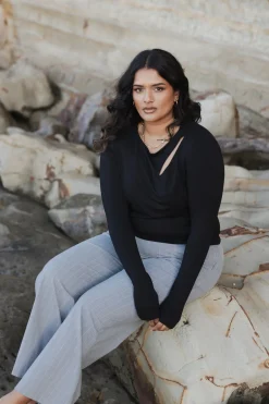 Among the Brave Best Life Grey Pinstripe Wide Leg Pant