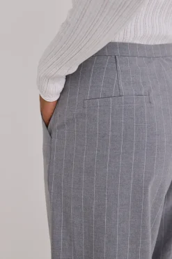 Among the Brave Best Life Grey Pinstripe Wide Leg Pant