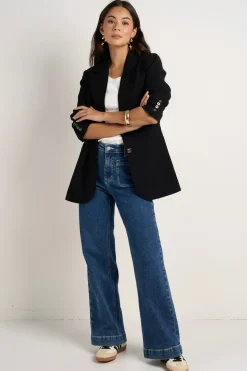 Among the Brave Bestie Black Crepe Relaxed Fit Blazer