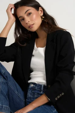 Among the Brave Bestie Black Crepe Relaxed Fit Blazer