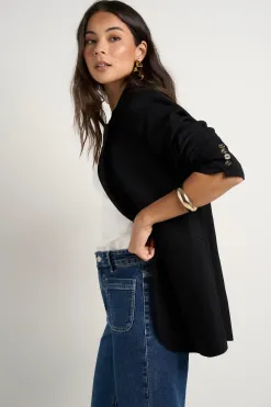 Among the Brave Bestie Black Crepe Relaxed Fit Blazer