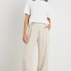By Rosa. Bestow Natural Linen Elastic Back Wide Leg Pants