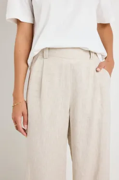 By Rosa. Bestow Natural Linen Elastic Back Wide Leg Pants