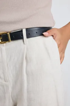 By Rosa. Bestow Natural Linen Elastic Back Wide Leg Pants
