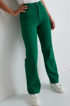 Among the Brave Billie Apple Green Wide Leg Jeans