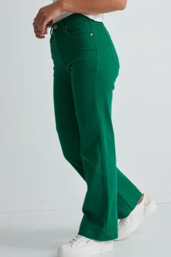 Among the Brave Billie Apple Green Wide Leg Jeans