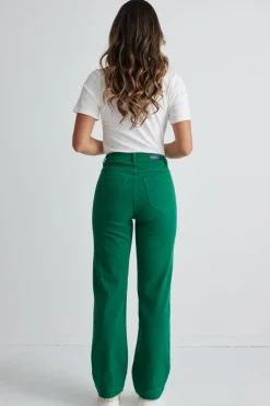 Among the Brave Billie Apple Green Wide Leg Jeans