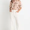 Among the Brave Billie Ivory High Waist Wide Leg Jean
