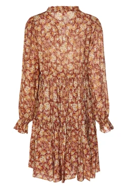 Ivy + Jack Billie Rust Floral LS Frill V Neck Tiered Mini Dress