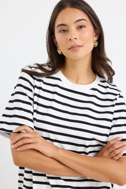 RE:UNION Label Binding Black White Stripe Boxy Fit Tee