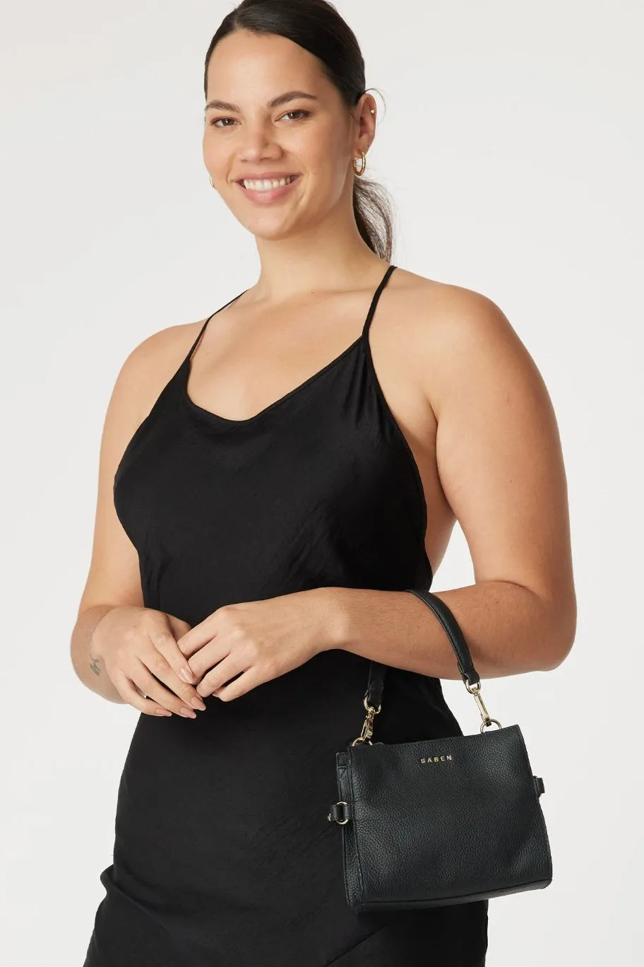 Saben Birdie Black Mini Top Handle Square Crossbody Bag