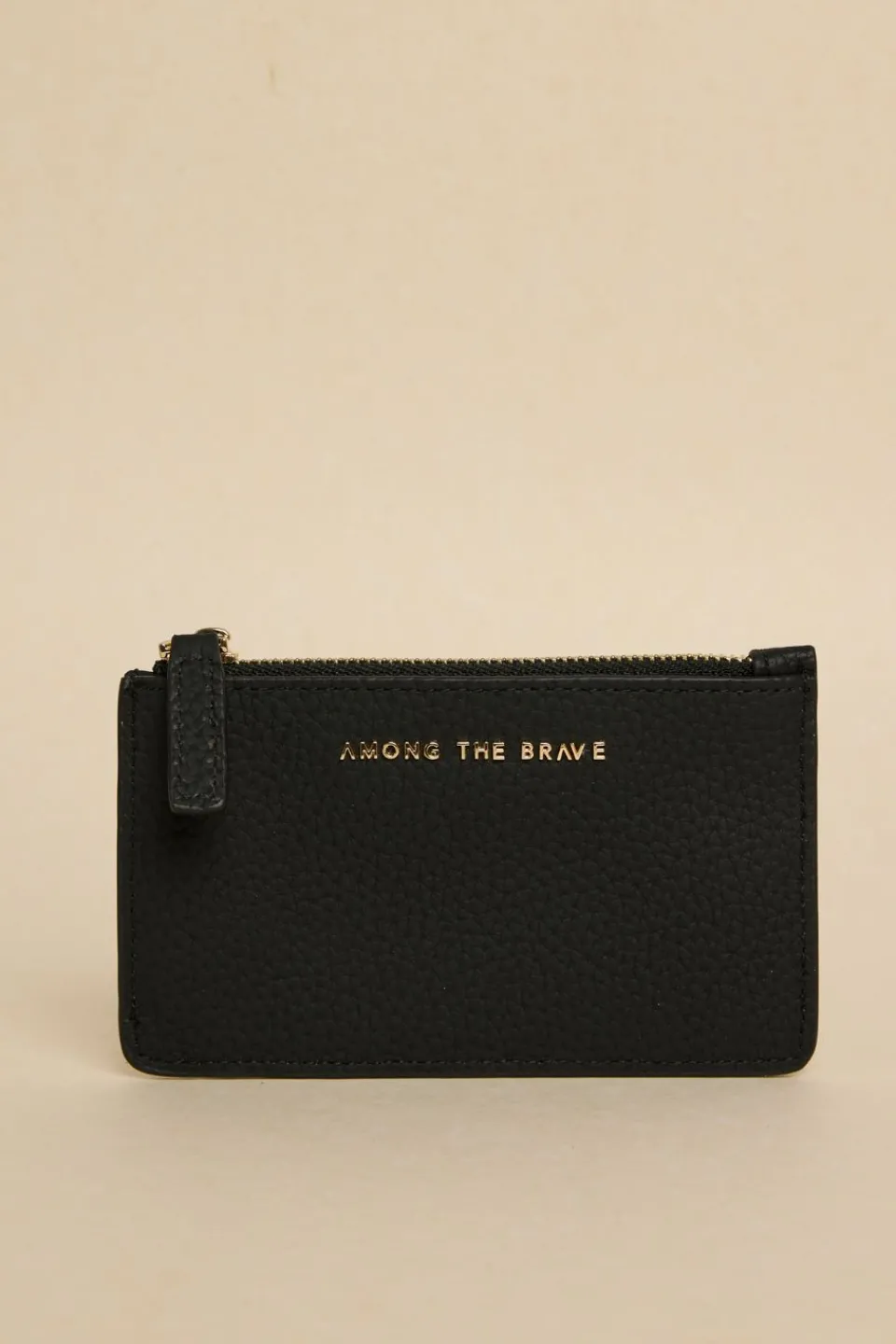 Among the Brave Black Leather Card Holder